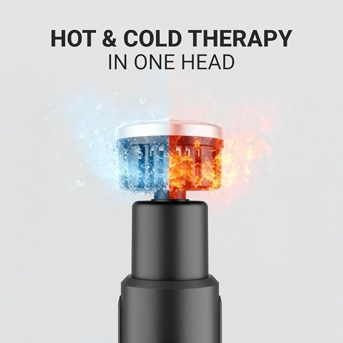 Cult Impact Edge Deep tissue massage gun, Dual Hot and Cold therapy head, 6-speed intensity, Silicone round head, Full body gun massager machine
