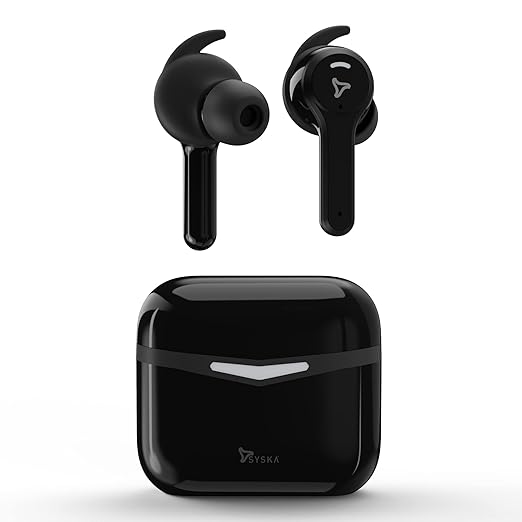 SYSKA Sonic Buds IEB900 Earbuds with 50Hr Play Time, auto ENc Tech, Low Latency, IPX4, 13mm Drivers for Deep Bass, Type-C Charging (Jade Black, True Wireless)