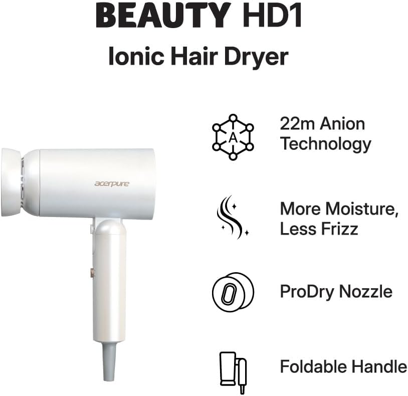 Acerpure Beauty Ionic Hair Dryer HD364-10W | 22m Anion | Light Weight | Heat & Cooling Mode