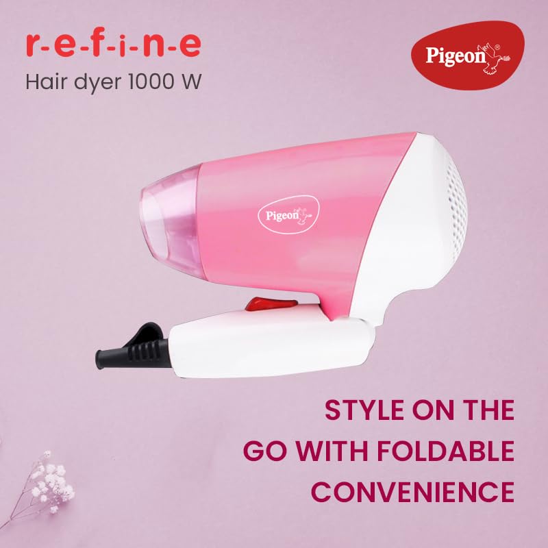Pigeon Hair Dryer| 1000 Watts| 2 Speed & Temperature (Hot/Cool)| Foldable Handle| For Women and Men