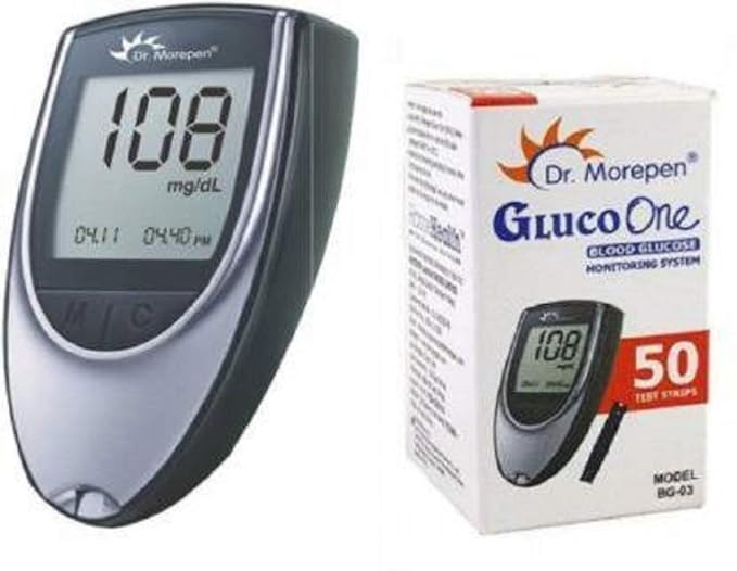 Dr. Morepen Blood Sugar Glucose Monitor with 50 Test Strips