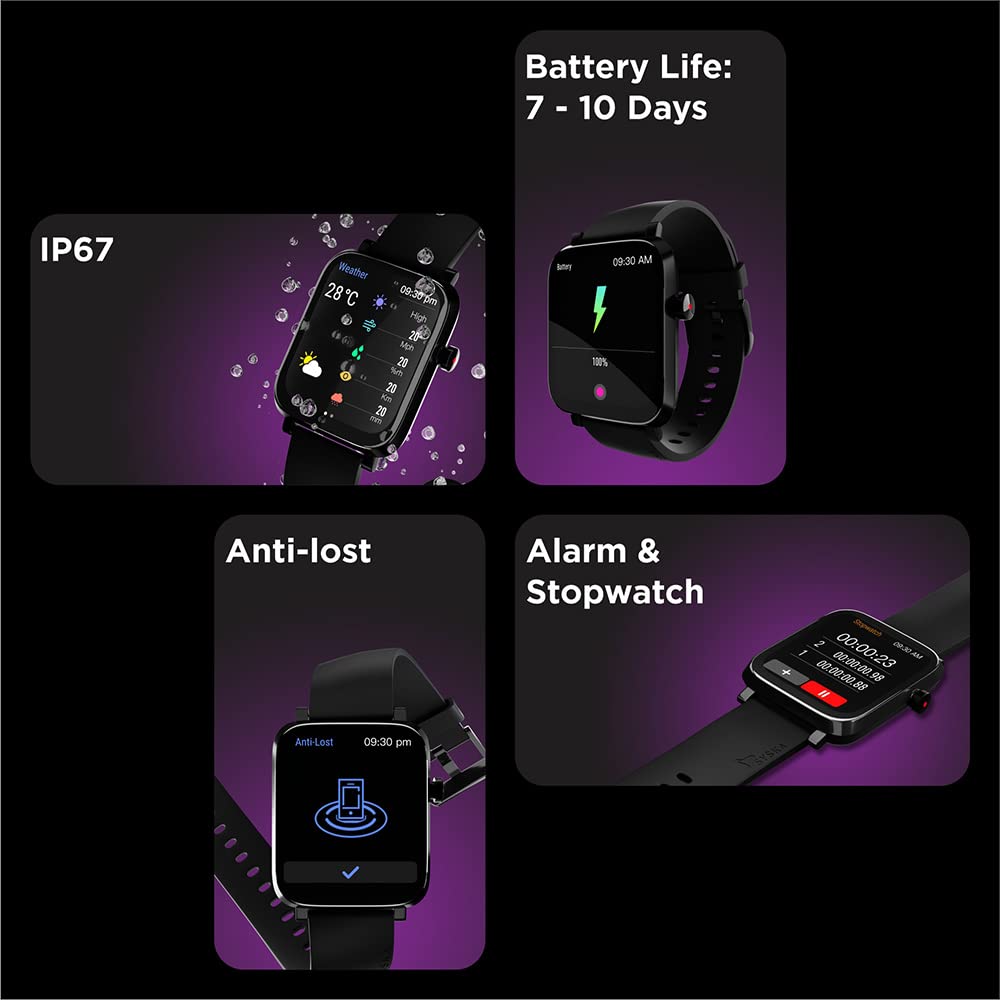 SYSKA Pluto SW250 Smart Watch Premium Metal Body, 1.69" Display, 200+ Cloud & Customizable Watch Faces, Smart Notifications for Calls, SMS, Whatsapp with Battery Runtime-Upto 10 Days (Space Black)