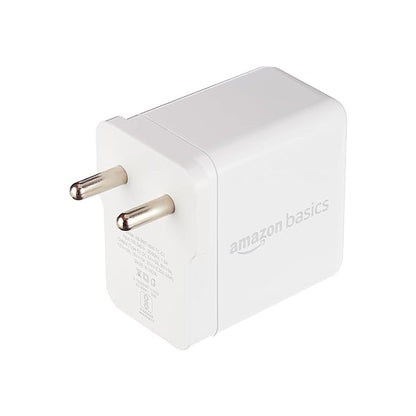 Amazon Basics 45W Compact Wall Charger | Type-C Fast Charging Adapter for Samsung, Xiaomi, OnePlus, Google Pixel, Nothing Phones and iPhone (White, Without Cable)