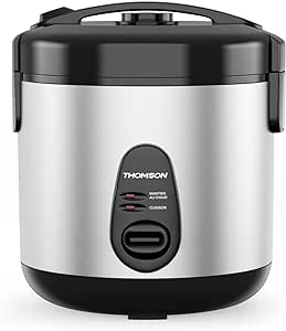 THOMSON Rice Cooker Pot (1.8 Litres) for 4-6 People - Electric Rice Cooker with Steamer Insert for Cooking and Keeping Warm, Rice Cooker with 700 Watt, Made of High-Quality Stainless Steel, with