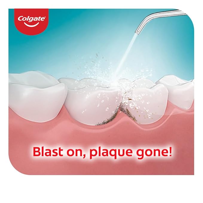 Colgate Blast Cordless Water flosser (Teal) | Blast Away Plaque Between Teeth & Gums | Helps to Promote Gum Health (1 water flosser, 2 nozzles, 1 USB charging cord)
