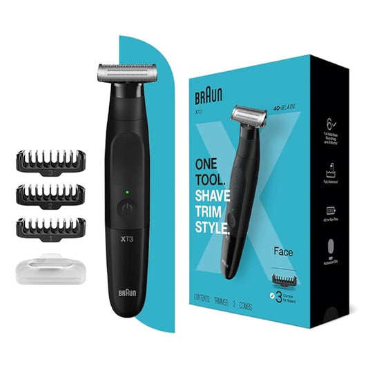 Braun Series XT3100 – One Blade Hybrid Beard Trimmer, Shaver and Electric Razor for Men, One Tool for Stubble, Moustache, Waterproof, Advanced German Engineering