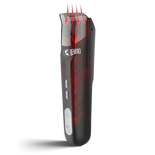 BEARDO Ninja-X Vacuum Trimmer for Men | Beard Trim & Clean 2-in-1 Trimmer with Vacuum Suction Mode | Ceramic Blades, LED display, 3 Limit Combs | No Mess Trimming | Gift For Brother | Gift For Friends