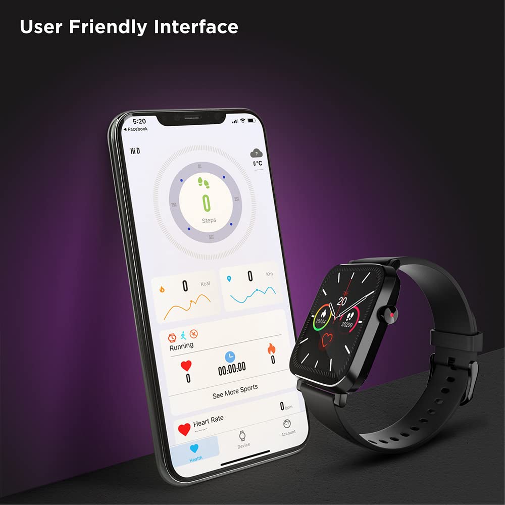 SYSKA Pluto SW250 Smart Watch Premium Metal Body, 1.69" Display, 200+ Cloud & Customizable Watch Faces, Smart Notifications for Calls, SMS, Whatsapp with Battery Runtime-Upto 10 Days (Space Black)