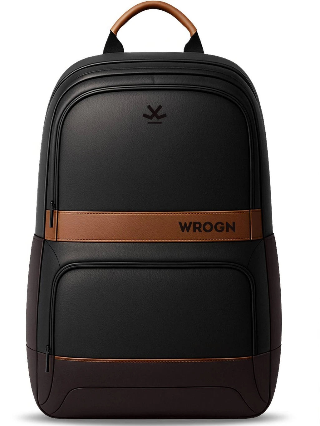WROGN Medium 30 L Laptop Backpack Classic Anti Theft Faux Leather Office/Travel/College with 15.6" Sleeve for Men (Black, Brown)