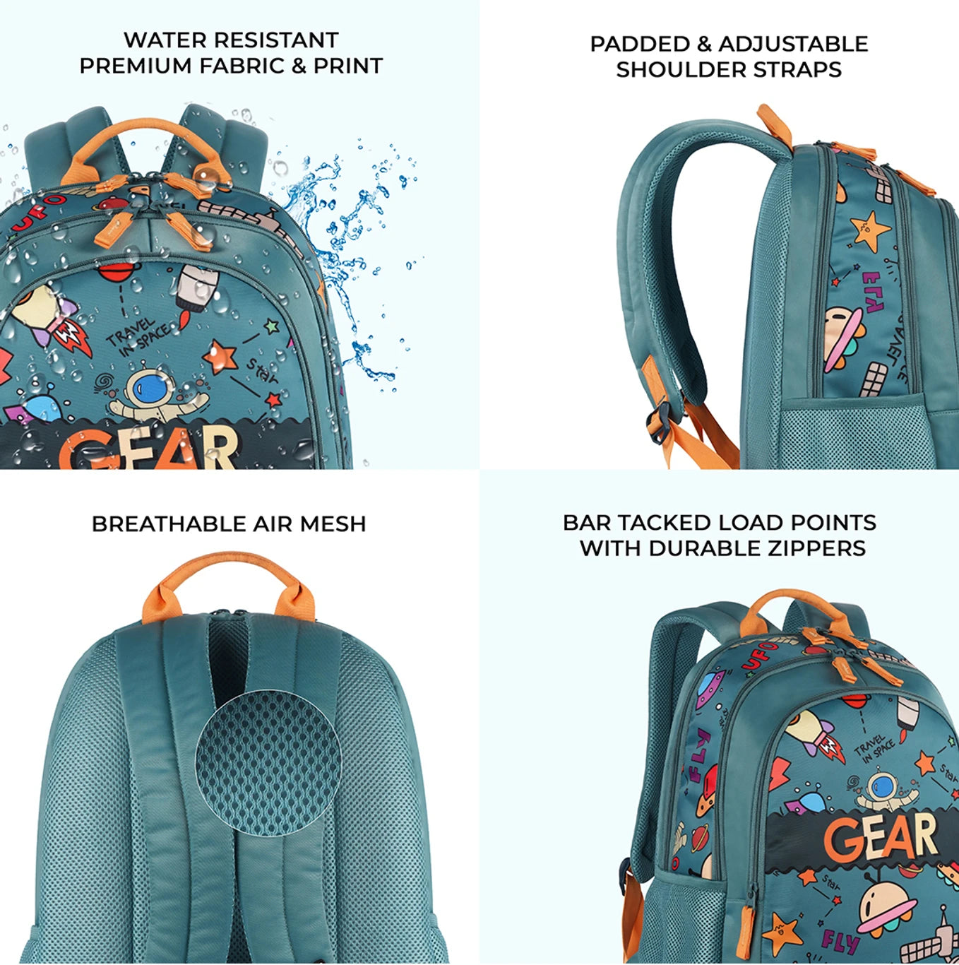 Gear Medium 23 L Backpack Cartoon Space 17" (Green)