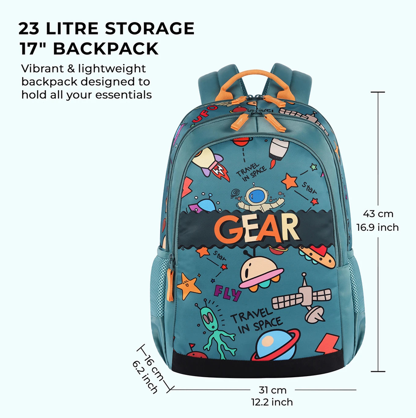 Gear Medium 23 L Backpack Cartoon Space 17" (Green)