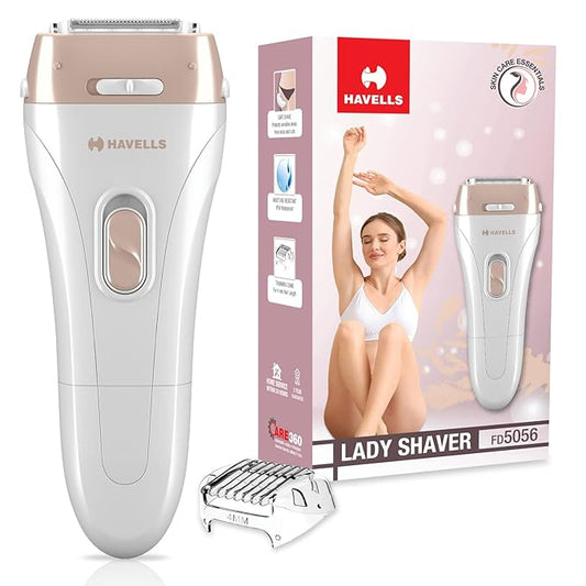 Havells FD5056 Lady Shaver, Twin Trim head for painless hair removal (White)