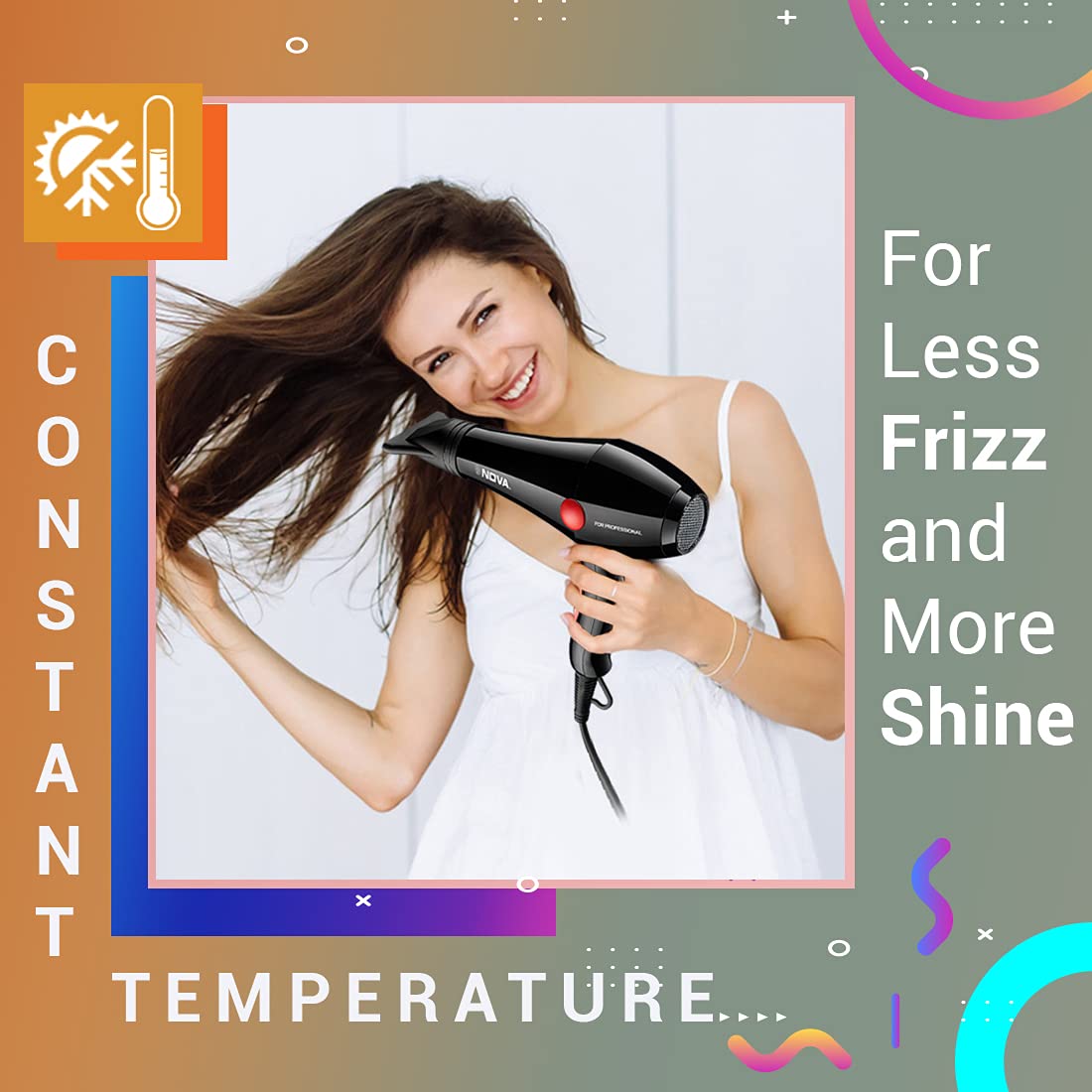 Nova NHP 8210 1800 Watts Proffesional Hair Dryer for Women