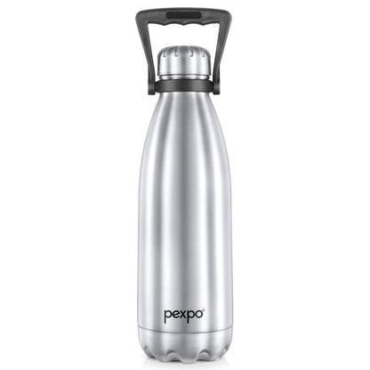 Pexpo Echo 1800, Hot and Cold thermosteel Water Bottle With Carry Handle 1750 ml Steel Flask (Pack of 1, Silver)