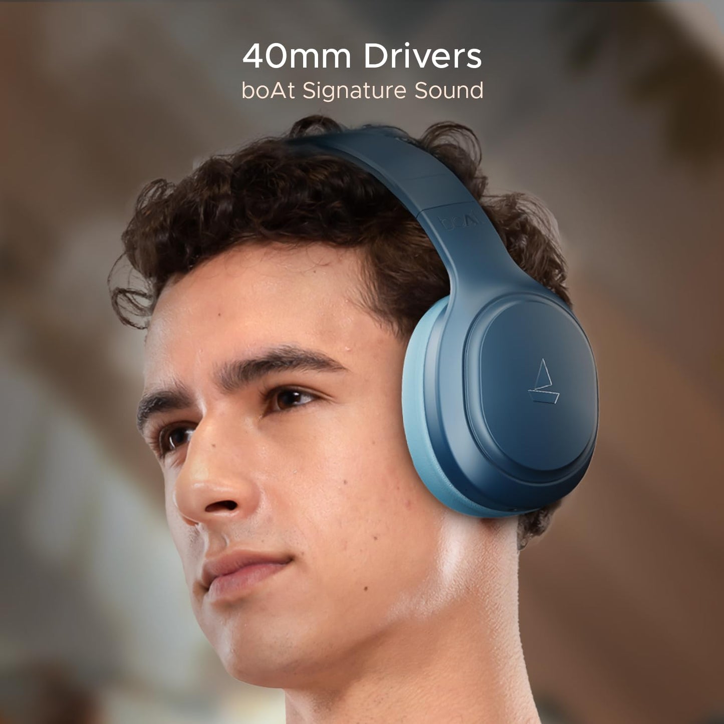 boAt Rockerz 430, 40mm Drivers, Beast Mode (40ms Latency), 40hrs Playback, ENx Tech, Voice Assistant, BTv5.4, Adaptive Fit & Easy Access Controls, Bluetooth Over Ear Headphones(Bold Blue)