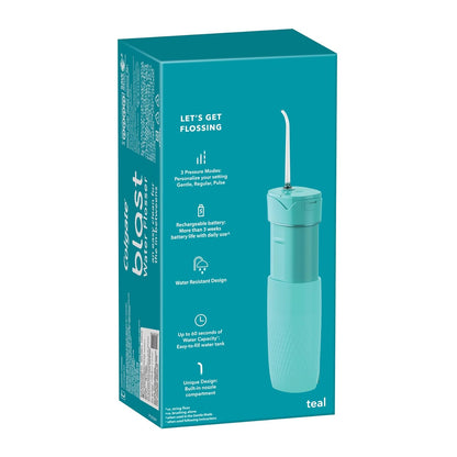 Colgate Blast Cordless Water flosser (Teal) | Blast Away Plaque Between Teeth & Gums | Helps to Promote Gum Health (1 water flosser, 2 nozzles, 1 USB charging cord)