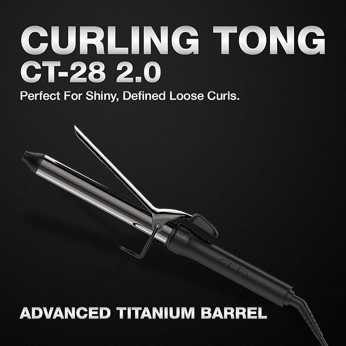 IKONIC CURLING TONG- 28MM (BLACK) Hair Curler with 8 inch Titanium Barrel, Heat Ready Indicator, Comfortable Rubber Grip, Safety Stand and Salon Length Swivel Cord for quick Salon like finish