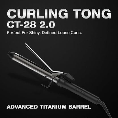IKONIC CURLING TONG- 28MM (BLACK) Hair Curler with 8 inch Titanium Barrel, Heat Ready Indicator, Comfortable Rubber Grip, Safety Stand and Salon Length Swivel Cord for quick Salon like finish