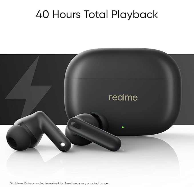 realme Buds T300 TWS Earbuds with 40H Play time,30dB ANC, 360° Spatial Audio with Dolby Atmos, 12.4 mm Dynamic Bass Boost Driver, IP55 Water & Dust Resistant, BT v5.3 (Stylish Black)