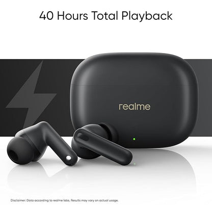 realme Buds T300 TWS Earbuds with 40H Play time,30dB ANC, 360° Spatial Audio with Dolby Atmos, 12.4 mm Dynamic Bass Boost Driver, IP55 Water & Dust Resistant, BT v5.3 (Stylish Black)