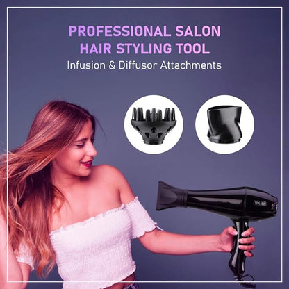 WAHL 5439-024 Super Dry Professional 2000 Watts Ionic Hair Dryer with Tourmaline Technology; 3 Heat Settings & 2 Speed Settings & Cool Shot Button; Black