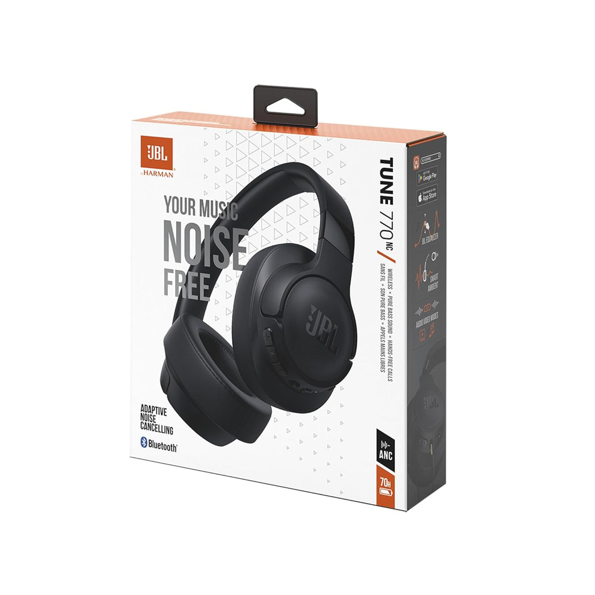 JBL Tune 770NC Wireless Over Ear Headphones with Adaptive Noise Cancellation, Upto 70H Battery, Smart Ambient, Speed Charge, Customized EQ, Google Fast Pair, Multipoint Connect, BT 5.3 - Black