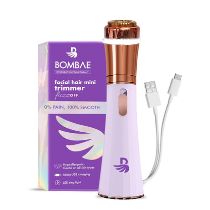 Bombae Mini Trimmer For Women|Eyebrow Trimmer| Facial Hair Removal Machine | Trimmer For Women|Hypoallergenic & Lipstick-Sized Facial Hair Remover | Peach Fuzz, Chin, Sideburns