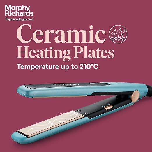 Morphy Richards HS1000 Hair Straightener for Women| Large Ceramic Heating Plate| Temperature Upto 210°C|Quick Heating in 60-Sec|Easy Plate Lock|2-Yr Warranty by Brand|Travel Friendly|Aqua Blue & Black|Gift for Her