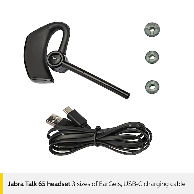 Jabra Talk 65 Mono Bluetooth Wireless in Ear Premium Wireless Single Ear Earphones - with mic Noise Cancelling, Media Streaming and up to 100 Meters Bluetooth Range - Black