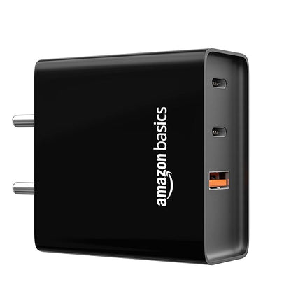 Amazon Basics High Power 65W Mobile/Laptop Charger Dual Port Output with Type-C Charging Cable (Black)