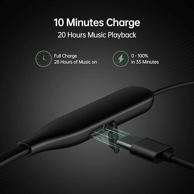 OPPO Enco M32 Bluetooth Wireless in Ear Earbuds with Mic,10 Mins Charge - 20Hrs Music Fast Charge, 28Hrs Battery Life,10mm Driver, IP55 Dust & Water Resistant (Black)