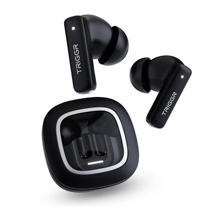 TRIGGR Apex S1 Truly Wireless in Ear Earbuds with 100H Playtime, 50ms Ultra-Low Latency, Dual Pairing, Quad Mic ENC, Rapid Pair, Premium Rubber Finish Grip, Earbuds TWS