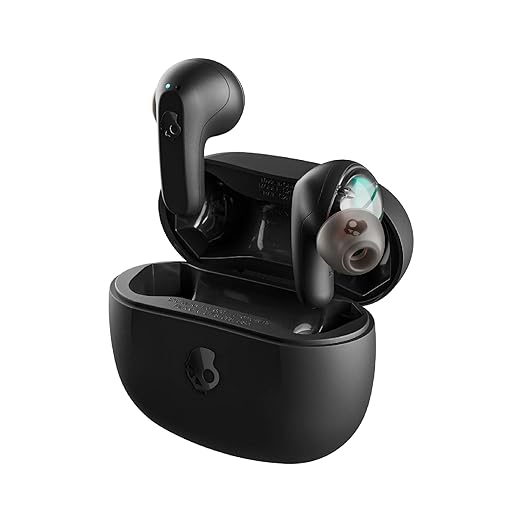 Skullcandy Rail in Ear Wireless Earbuds, Multipoint Pairing,42 Hr Battery, Skull-Iq, Alexa Enabled, Microphone, Works with iPhone Android and Bluetooth Devices - Blac