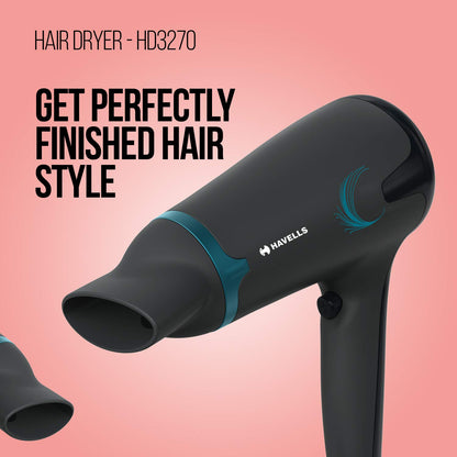 Havells HD3270 2-in-1 1700 Watts Hair Dryer with Diffuser and Thin Concentrator - Black