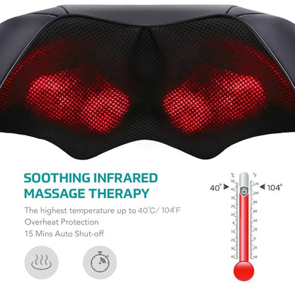 beatXP Deep Heal Shiatsu Massager with Infrared Heat Therapy | Full Body Massager with 4D Kneading Massage for Shoulder, Neck, Back, Muscle Pain Relief, 1 Year Warranty, Corded Electric