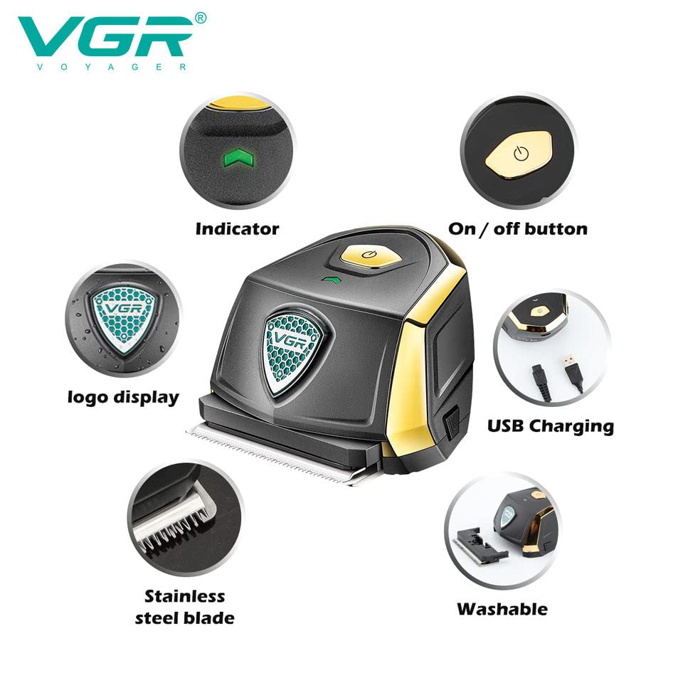 VGR V-910 Professional Self-Hair Cut Clipper Trimmers Kit | 60 Minutes Runtime | Mini Cordless Hair Clipper for Men’s waterproof IPx7
