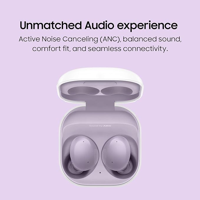 Samsung Galaxy Buds 2 | Active Noise Cancellation, Auto Switch Feature, Up to 20hrs Battery Life, (Lavender)