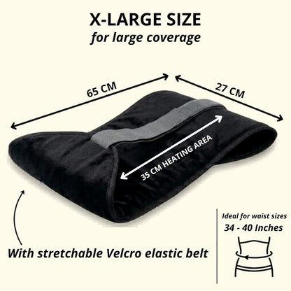 Premium Orthopaedic BLACK OLIVE® Electric Heating Belt for Back Pain + Period Cramps Relief | LARGE SIZE | Pain Relief Heating Belt with Temperature Controller for Lower Back, Knee, Shoulder, Cramps, and Neck Pain Relief | Velvet Black
