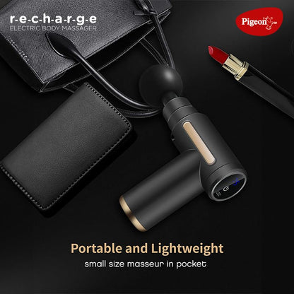 Pigeon Pulse Gun Massager With Digital Display,4 Heads,6 Speed,Rechargeable,Handheld,Percussion Muscle For Full Body Pain Relief,Muscle Relaxation Of Neck,Shoulder,Back,Foot For Unisex (Black)