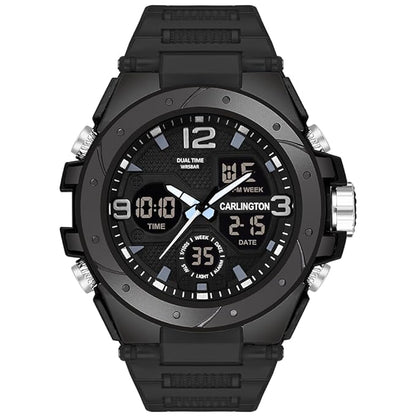 Carlington Endurance Series Analog-Digital Sports Watches for Men and Boys with Alarm, Stopwatch, Backlit Display, Dualtime, Silicone Rubber Strap, Water & Shock Resiatant - CT_9105