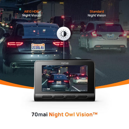 70mai A810 True 4K HDR Dual Dash Cam, Built-in GPS Logger, ADAS, Sony Starvis2 IMX678, 150° Wide, Optional Parking Mode with Motion Detection & Time Lapse, Upto 256GB Supported