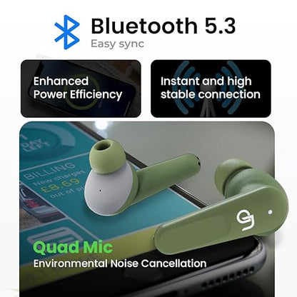 ONYZE ON901-ARMOR Gaming Earbuds, in Ear TWS,50HPlaytime,13mm Driver,Made in India,QuadMic-ENC,IPX5, Touch Control, Fast Pair,BT5.3