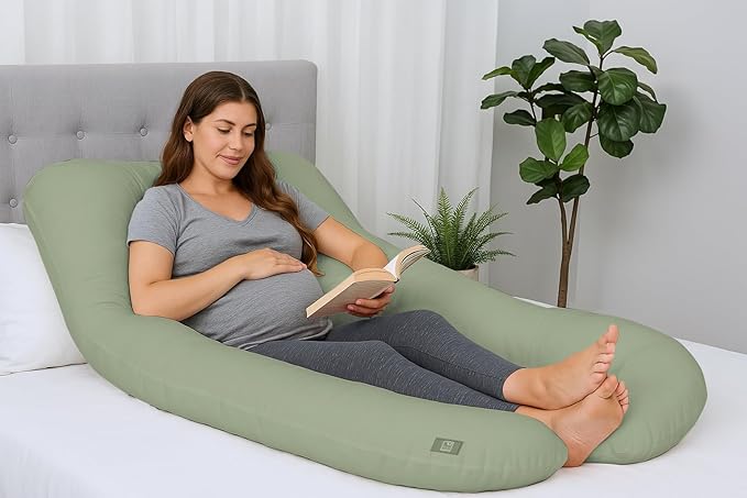 THE WOOD WHITE U-Shape Pregnancy Pillow | Full Body Maternity Support Pillow for Pregnant Women | Ergonomic Design for Side Sleepers | Comfortable and Supportive