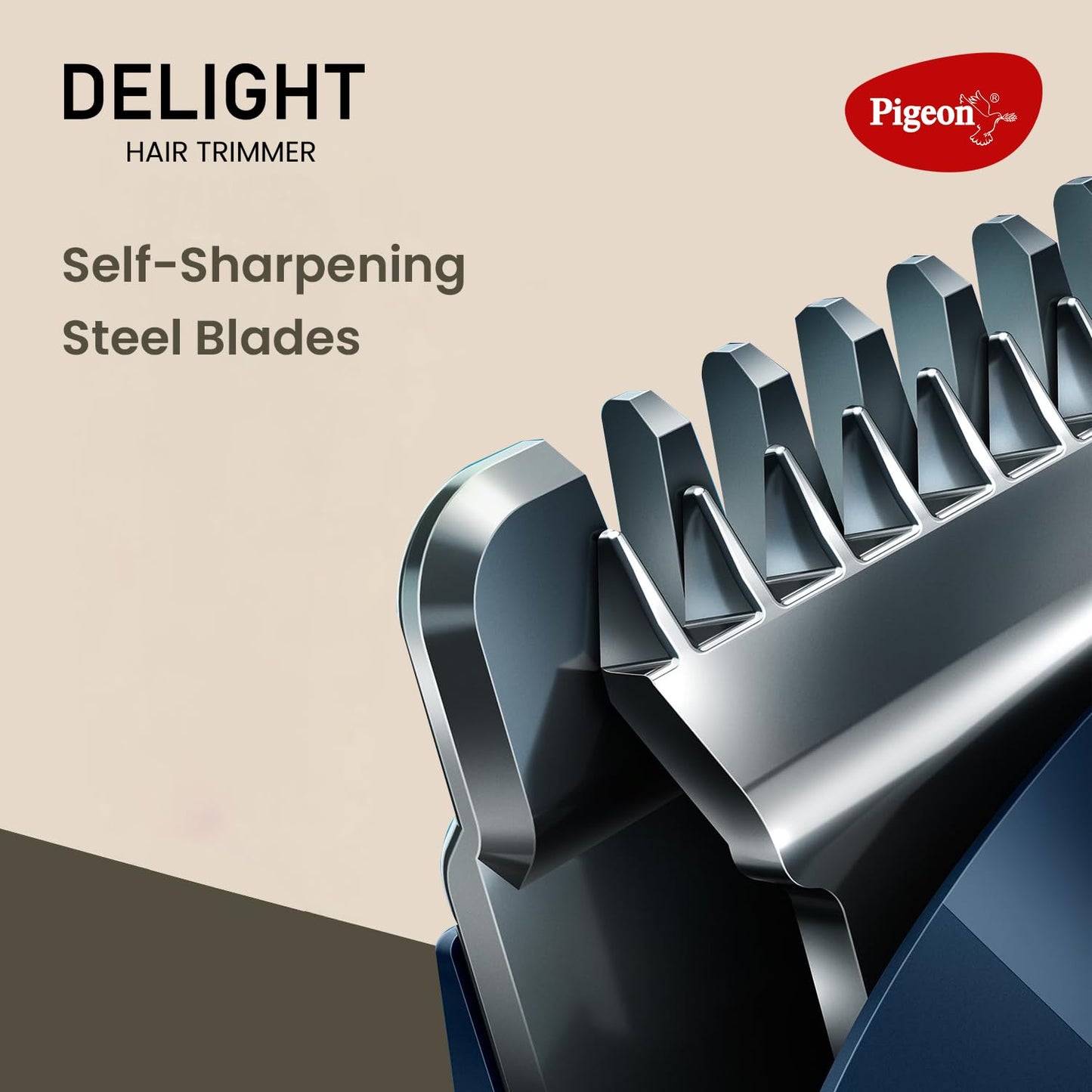 Pigeon Delight Battery Powered Beard Trimmer for Men| Stainless Steel Blade| USB C type Charging| 1.5Hr runtime| 2 HR charge time | 2 Years Warranty