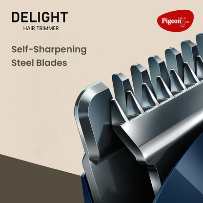 Pigeon Delight Battery Powered Beard Trimmer for Men| Stainless Steel Blade| USB C type Charging| 1.5Hr runtime| 2 HR charge time | 2 Years Warranty