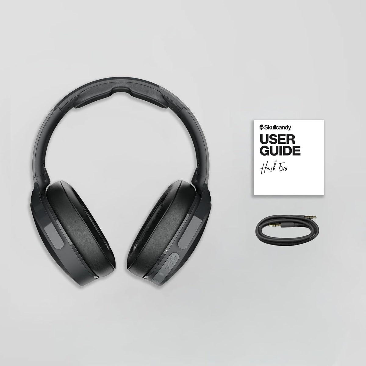 Skullcandy Hesh Evo Over-Ear Wireless Headphones, 40mm Drivers, 36Hr Playtime + Rapid Charge, Flat-Folding and Collapsible, Light Weight Heavy Audio Bass, Work with Android and iOS- Black
