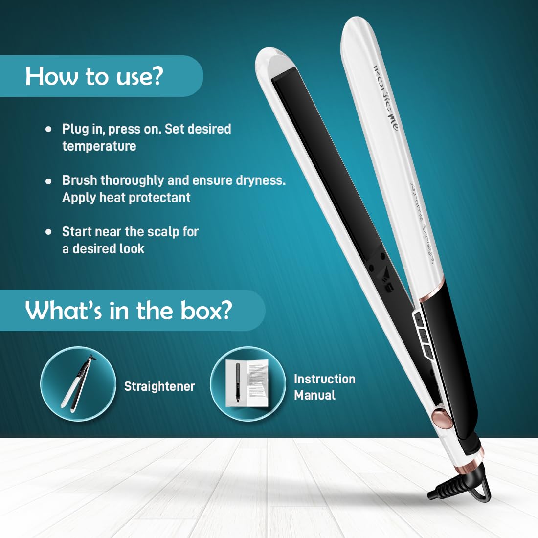 Ikonic Me Xtreme Hair Straightening Machine for Women & Men | Quick Heating Ceramic Floating Plate | Digital Temperature Display Straightener Curler Styling Tool | 360° Cord | Frizz-Free Shiny Salon Finish - Stone