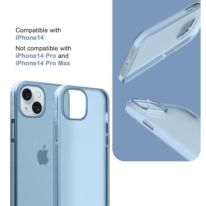 Amazon Basics Premium Frosted Case | Sleek Translucent Matte Anti-Slip, Drop and Camera Protection |Back Case Cover for iPhone 15 6.1"- Translucent Sierra Blue