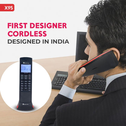 Beetel X95 Flagship Designer Expandable Cordless Landline Phone,Proudly Designed in India,2.4Ghz,Dual Tone,Blue-White LCD,2-Way Speaker Phone,Ringer & Volume Control,Auto Answer,Alarm(X95)
