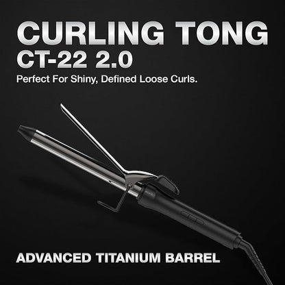 IKONIC CURLING TONG- 22MM 8inch Ceramic Barrel Hair Curler Machine (BLACK & GOLDEN) with Safety Clip, Comfortable Rubber Grip for Salon like Hair Curls, Professional Hair Styling Tool